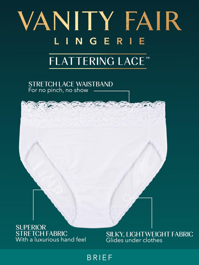 سراويل داخلية نسائية من الدانتيل من Vanity Fair: خفيفة الوزن وحريرية مع ملابس داخلية قابلة للتمدد للغاية، 3 قطع - أبيض، 6 أمريكي - Image 4